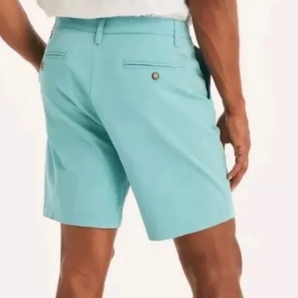Nautica The Deck Shorts Men 48 Chino Aqua Breeze Stretch Cotton Preppy Coastal - Picture 2 of 12